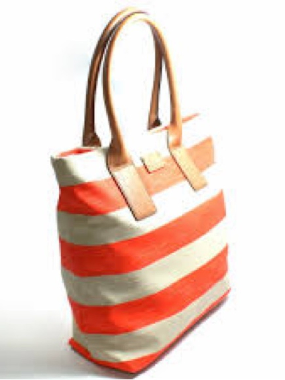 Kate Spade ♠️ Jubilee Striped Canvas Tote Bag in Orange and Cream -Carryall